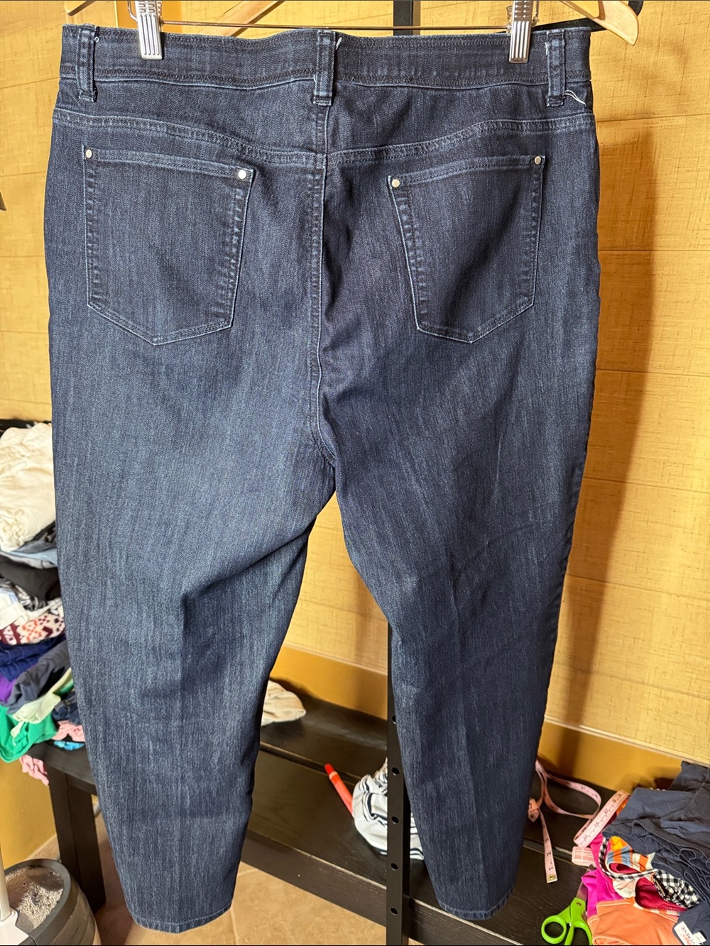 Chico’s So Slimming Girlfriend Ankle Jeans Dark Wash Size 3 (16) Stretch Denim - Picture 7 of 9